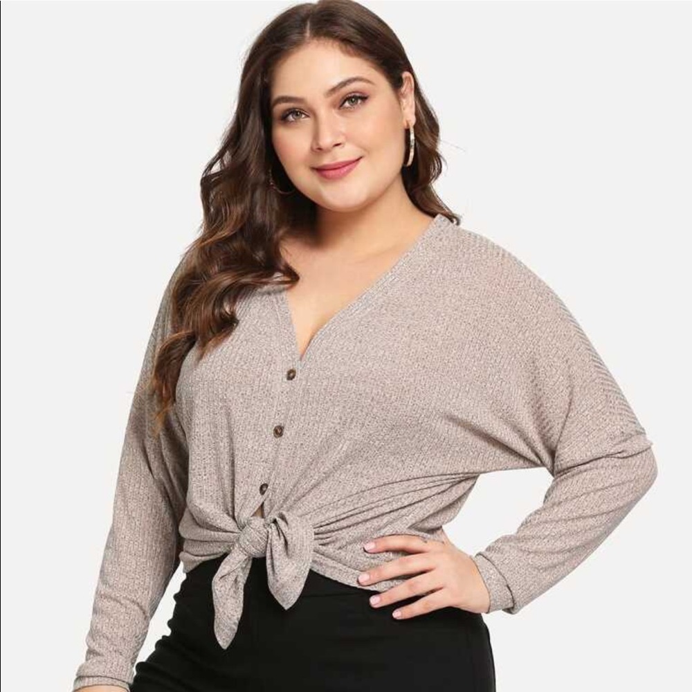 Brand new Shein tie front beige top